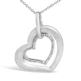 Sterling Silver Diamond Accent Matte Finish Heart Pendant Necklace-1 thumbnail 2
