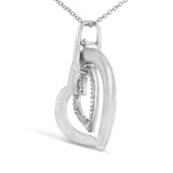 Sterling Silver Diamond Accent Matte Finish Heart Pendant Necklace-3 thumbnail 4