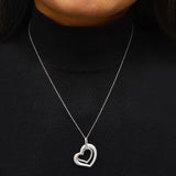 Sterling Silver Diamond Accent Matte Finish Heart Pendant Necklace-2 thumbnail 3