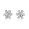 925 sterling silver flower ring with accent diamond stones in matte finish