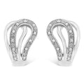 925 sterling silver horseshoe hoop earring with pave-set diamond stones