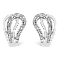 .925 Sterling Silver Pave-Set Diamond Accent Horseshoe Hoop Earring (I-J Color, I1-I2 Clarity)