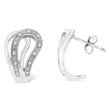 .925 Sterling Silver Pave-Set Diamond Accent Horseshoe Hoop Earring (I-J Color, I1-I2 Clarity)-1 thumbnail 2
