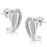 .925 Sterling Silver Pave-Set Diamond Accent Horseshoe Hoop Earring (I-J Color, I1-I2 Clarity)-3 thumbnail 4