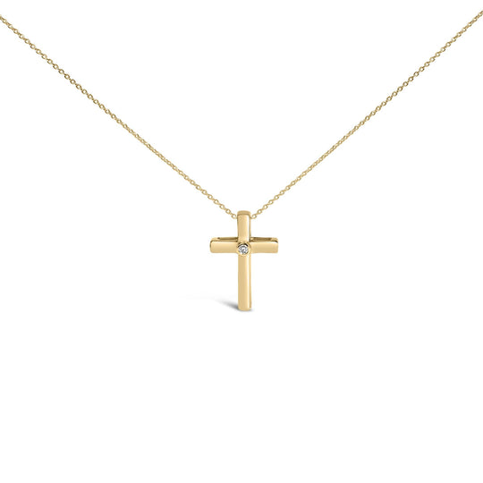 Gold Vermeil Diamond Accent Cross Pendant Necklace-0