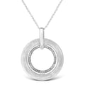 925 sterling silver double circle pendant necklace with prong-set diamond accents