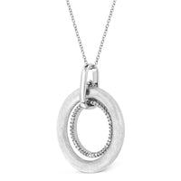 .925 Sterling Silver Prong-Set Diamond Accent Satin Finished Double Circle 18