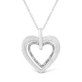 925 sterling silver double heart necklace with prong-set heart diamond accents