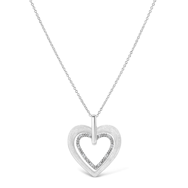 .925 Sterling Silver Prong-Set Diamond Accent Double Heart 18