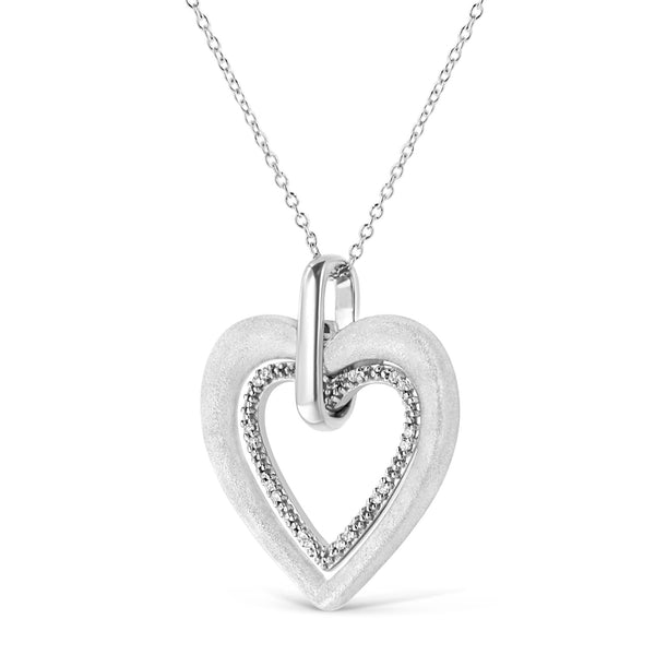 .925 Sterling Silver Prong-Set Diamond Accent Double Heart 18