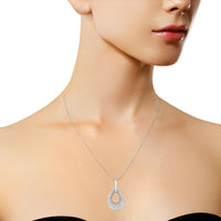 .925 Sterling Silver Prong-Set Diamond Accent Fashion Double Drop Design 18