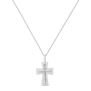 .925 Sterling Silver Prong-Set Diamond Accent Cross 18
