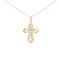 Gold Vermeil Diamond Accent Roman Cross Pendant Necklace-0