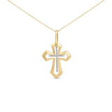 Gold Vermeil Diamond Accent Roman Cross Pendant Necklace-0 thumbnail 1
