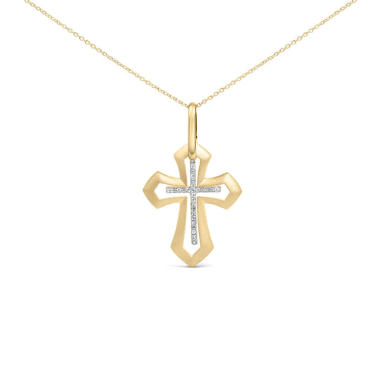 Gold Vermeil Diamond Accent Roman Cross Pendant Necklace-0