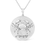 925 sterling silver Cancer zodiac medallion necklace with diamond accents thumbnail 1