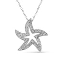 925 sterling silver starfish pendant necklace with prong-set diamond accents