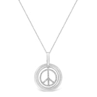 Matte Finish .925 Sterling Silver Diamond Accent Dancing Peace Sign 18