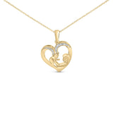 Gold Vermeil Diamond Accent Mom and Child Heart Pendant Necklace-0 thumbnail 1