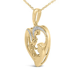 Gold Vermeil Diamond Accent Mom and Child Heart Pendant Necklace-3 thumbnail 4