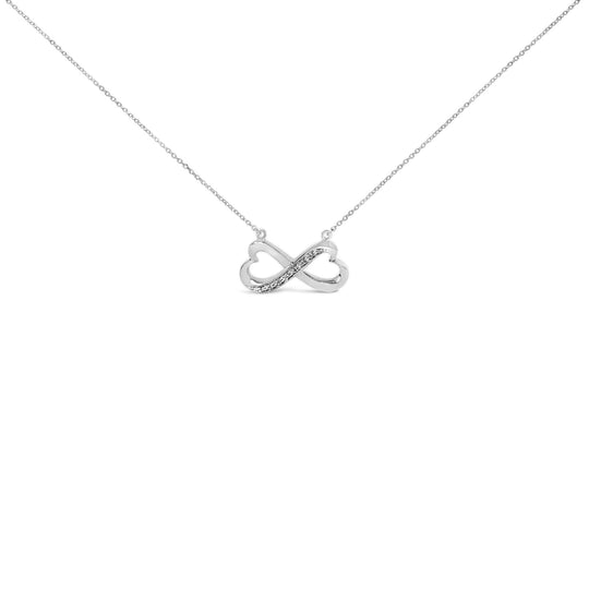 Sterling Silver Diamond Accent Double Heart Infinity Pendant Necklace