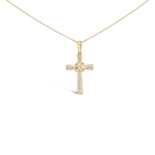Gold Vermeil Diamond Accent Cross Pendant Necklace-0