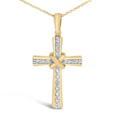 Gold Vermeil Diamond Accent Cross Pendant Necklace-1 thumbnail 2