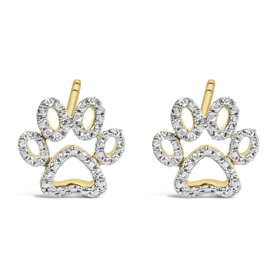 Gold Vermeil Diamond Accent Pet Paw Earring-0