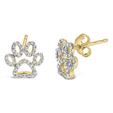 Gold Vermeil Diamond Accent Pet Paw Earring-1 thumbnail 2
