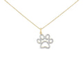 Gold Vermeil Diamond Accent Pet Paw Pendant Necklace-0