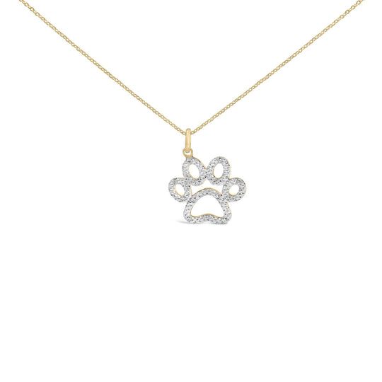 Gold Vermeil Diamond Accent Pet Paw Pendant Necklace-0