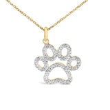 Gold Vermeil Diamond Accent Pet Paw Pendant Necklace-1 thumbnail 2