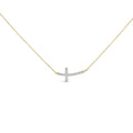 Gold Vermeil Diamond Accent Cross Bar Necklace-0