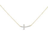 Gold Vermeil Diamond Accent Cross Bar Necklace-0 thumbnail 1