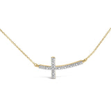 Gold Vermeil Diamond Accent Cross Bar Necklace-1 thumbnail 2