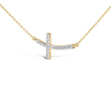 Gold Vermeil Diamond Accent Cross Bar Necklace-3 thumbnail 4