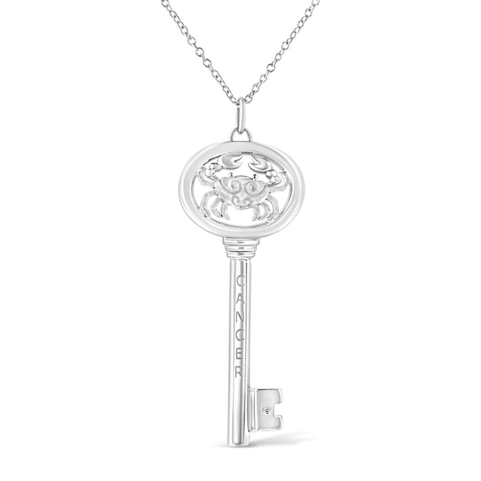 .925 Sterling Silver Diamond Accent Zodiac Key 18