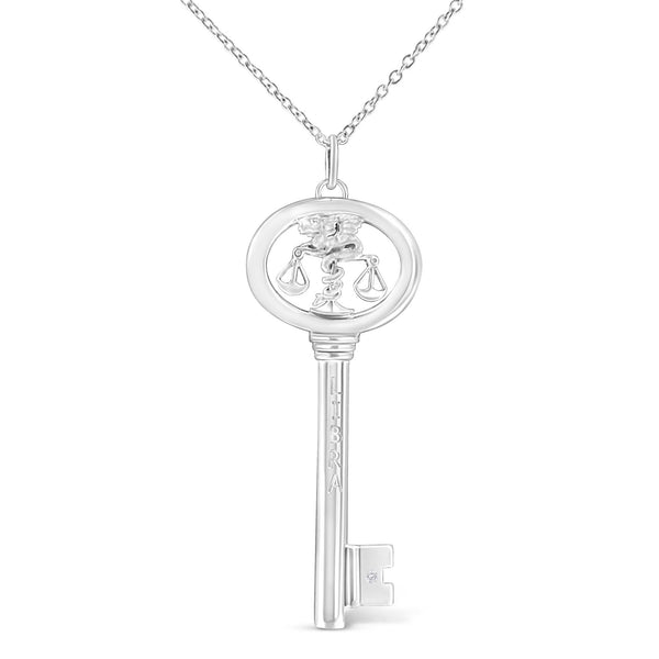 .925 Sterling Silver Diamond Accent Zodiac Key 18