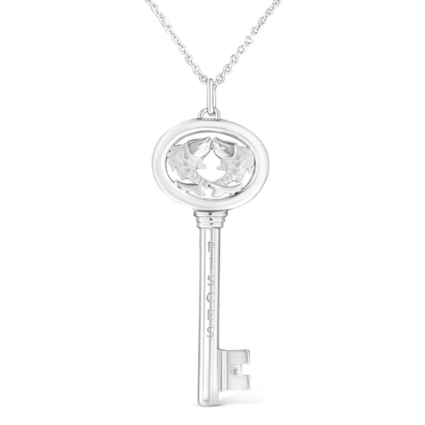 .925 Sterling Silver Diamond Accent Zodiac Key 18