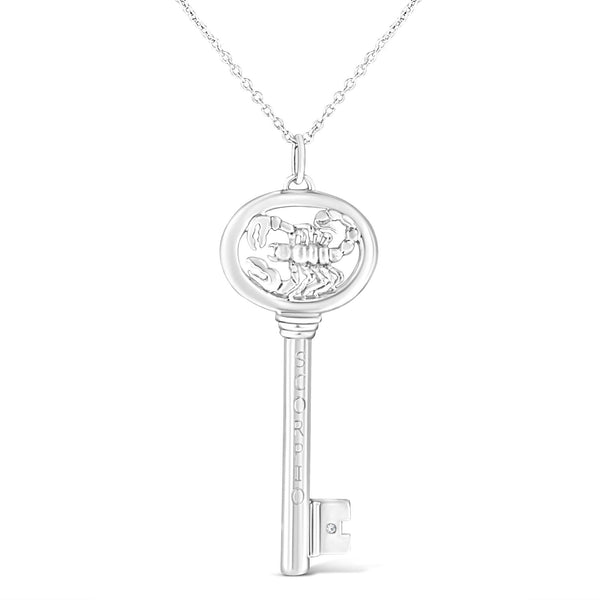.925 Sterling Silver Diamond Accent Zodiac Key 18