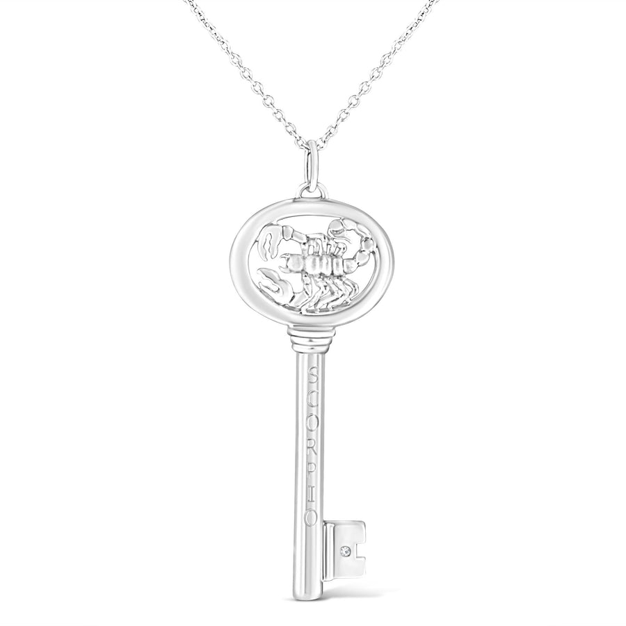 .925 Sterling Silver Diamond Accent Zodiac Key 18