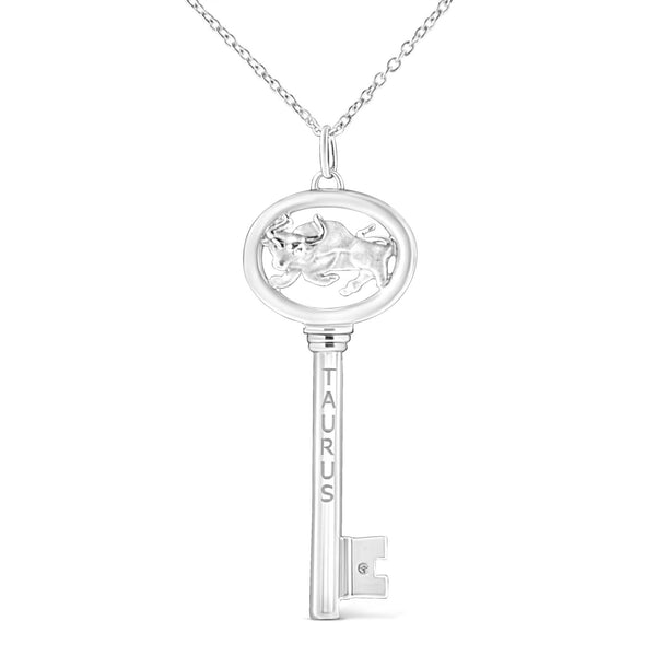 .925 Sterling Silver Diamond Accent Zodiac Key 18