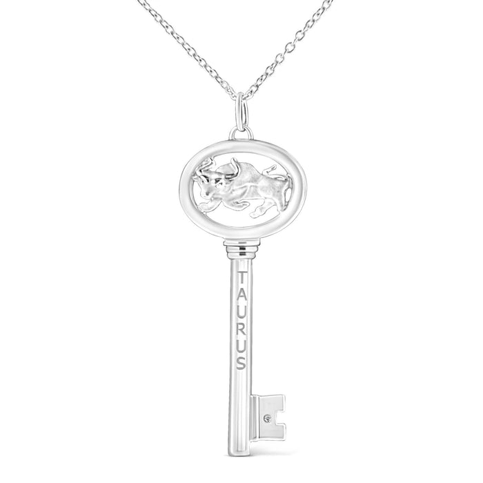 .925 Sterling Silver Diamond Accent Zodiac Key 18