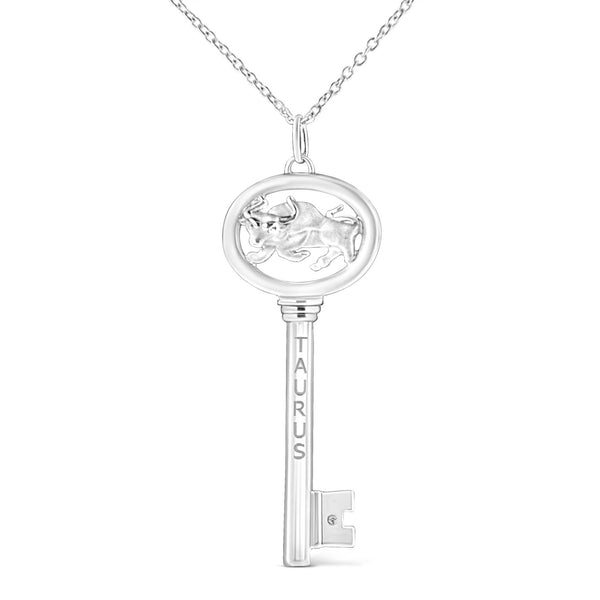 .925 Sterling Silver Diamond Accent Zodiac Key 18