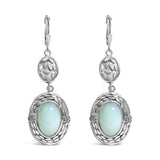 925 sterling silver drop earrings with chalcedony and diamond accent stones thumbnail 1