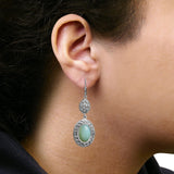 .925 Sterling Silver Chalcedony Diamond Accent Drop and Dangle Earring (K-L Color, I1-I2 Clarity)-2 thumbnail 3