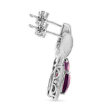 .925 Sterling Silver 8MM Natural Cushion Shaped Amethyst and Diamond Accent Halo with Push Back Dangle Earrings (I-J Color, I2-I3 Clarity)-3 thumbnail 4