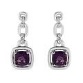 925 sterling silver drop earrings with cushion amethyst and diamond accent stones