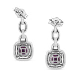.925 Sterling Silver 6x6MM Cushion Shaped Natural Purple Amethyst and Diamond Accent Drop and Dangle Earrings (I-J Color, I1-I2 Clarity)-3 thumbnail 4