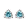 925 sterling silver ring with trillion blue topaz and diamond accent stones
